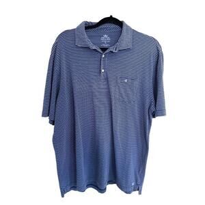 Peter Millar Men's Size Large Golf Polo Shirt Seaside Wash  Blue Striped Stretch